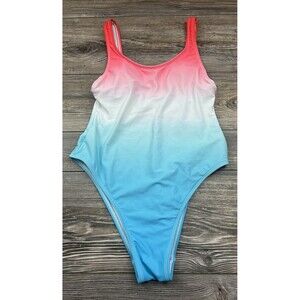 Xhilaration Women's One Piece Bathing Suit Pink Blue Tie Dye Size MED